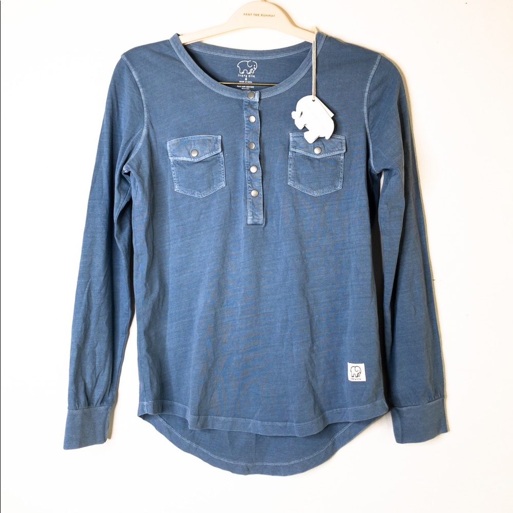 3/4 Sleeve Henley Ivory Ella top